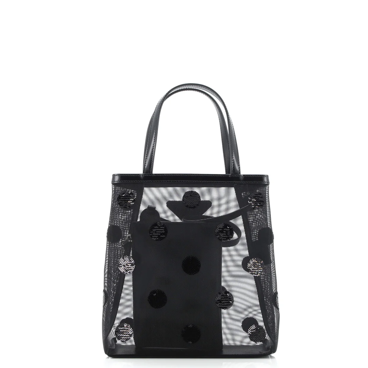 Polka Dot Logo Open Tote Sequined Mesh Small - Deep Luxury