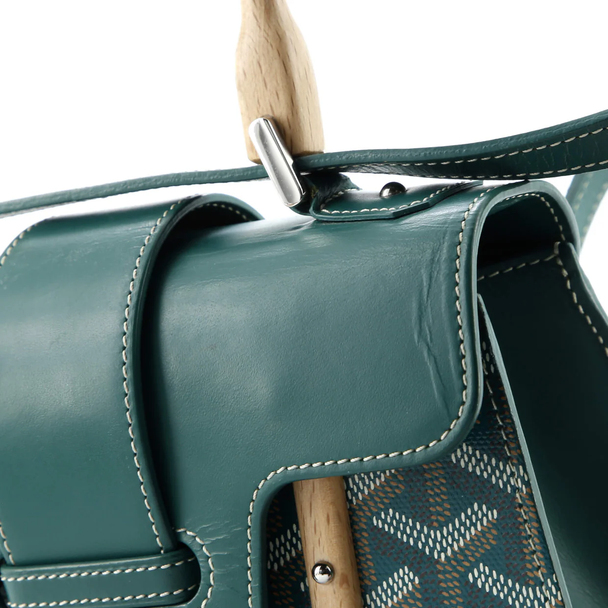 Structured Saigon Top Handle Bag Coated Canvas with Leather Mini - Deep Luxury