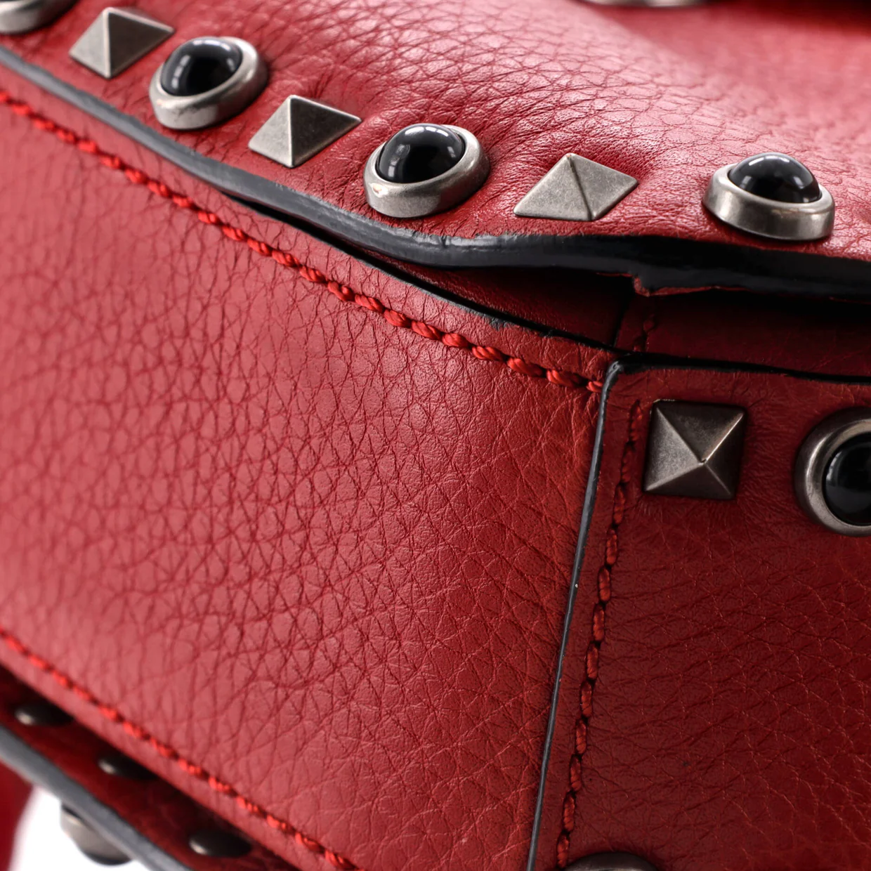 Rolling Rockstud Crossbody Bag Leather with Cabochons Medium - Deep Luxury