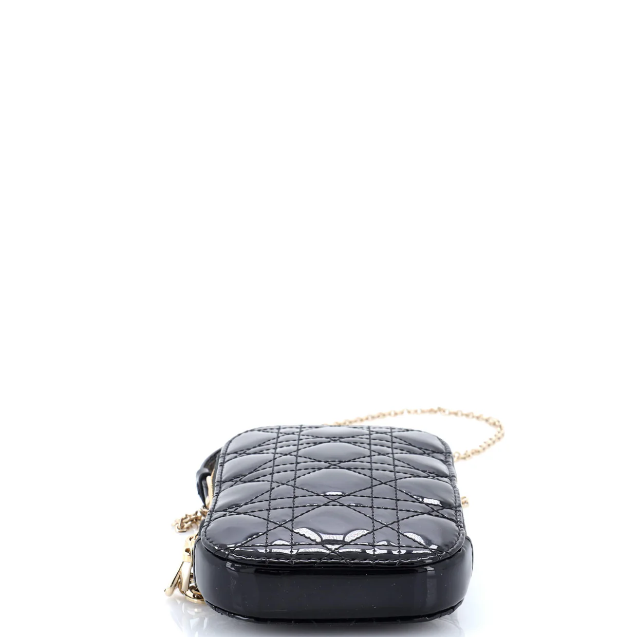Lady Dior Phone Holder on Chain Cannage Quilt Patent - Deep Luxury