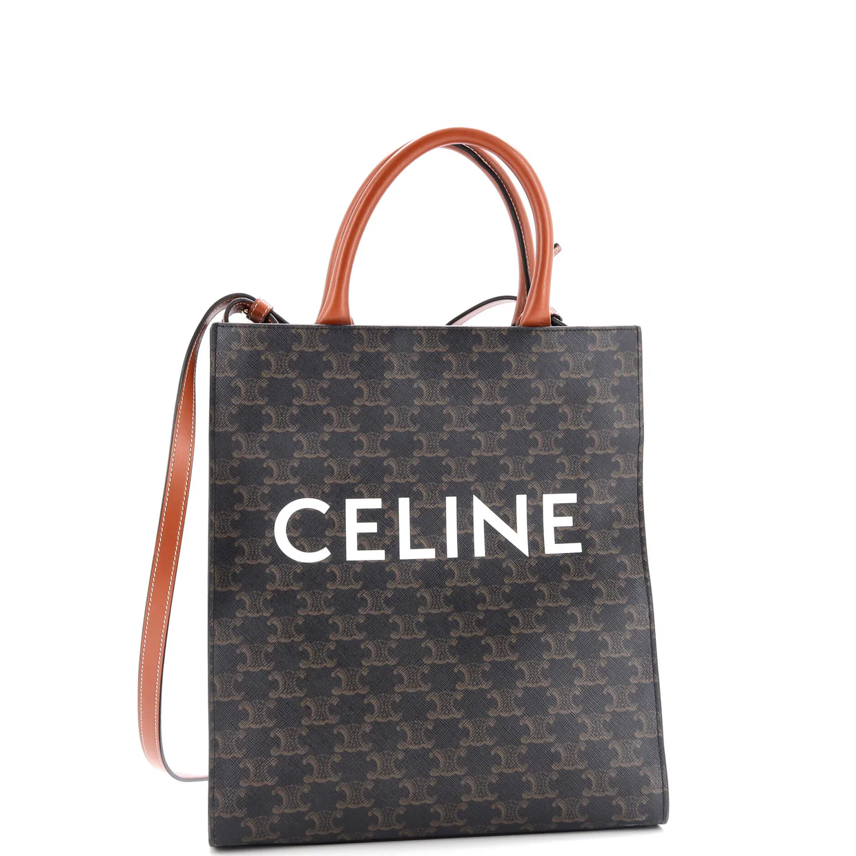 Vertical Cabas Tote Triomphe Coated Canvas Small - Deep Luxury