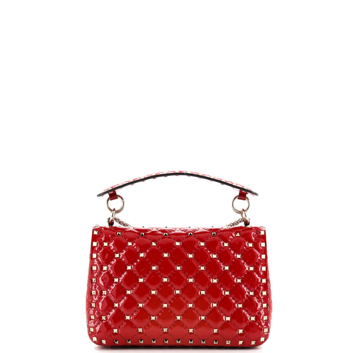 Rockstud Spike Flap Bag Quilted Patent Medium - Deep Luxury