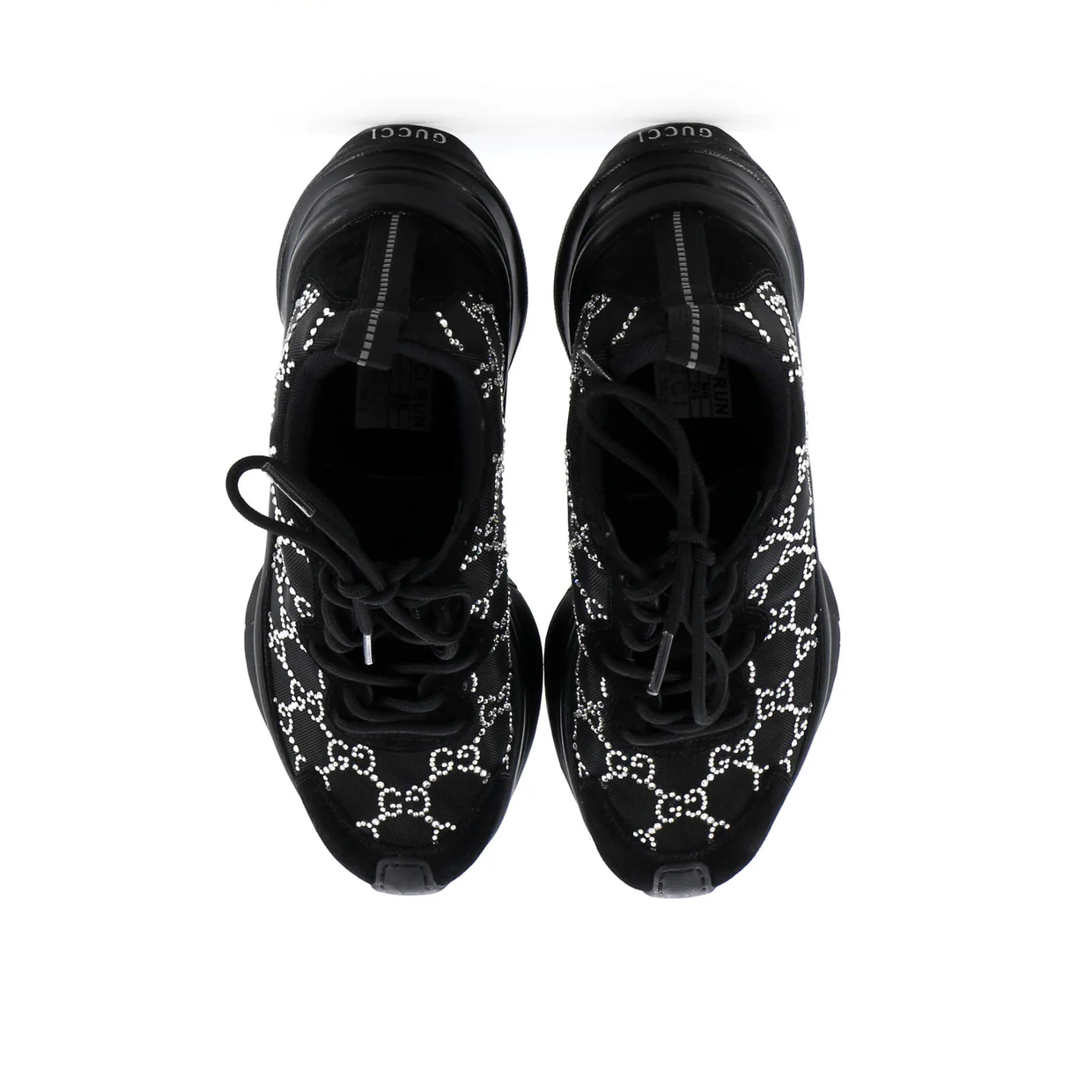 Run Sneakers Crystal GG Embellished Mesh and Suede - Deep Luxury