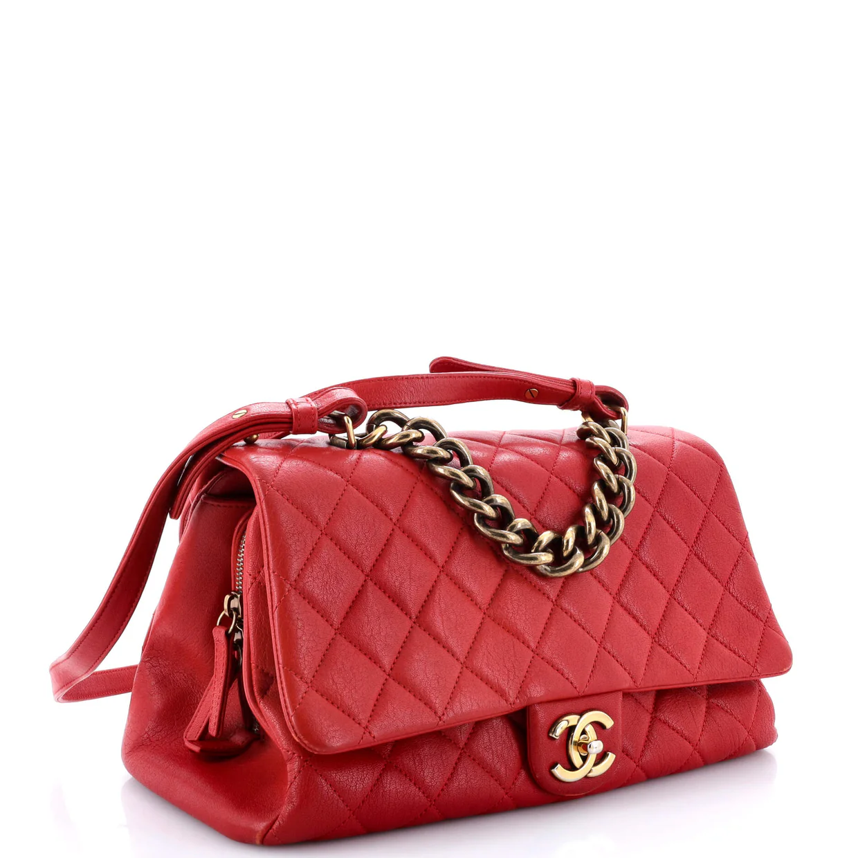 Trapezio Flap Bag Quilted Sheepskin Large - Deep Luxury