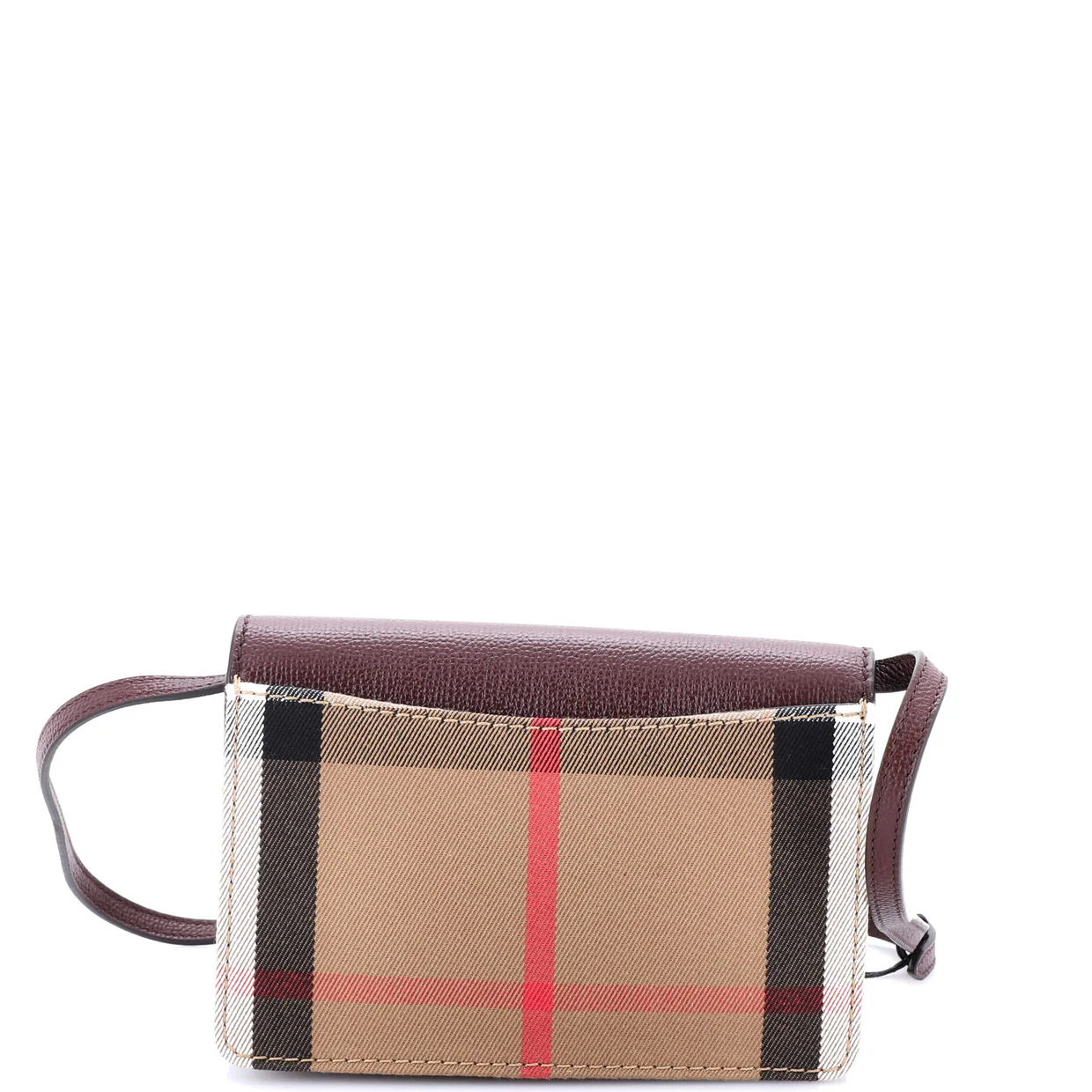Hampshire Wallet on Strap Leather and House Check Canvas - Deep Luxury