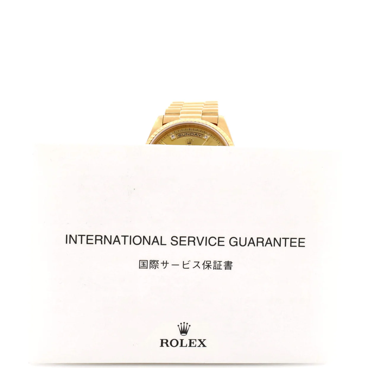 Oyster Perpetual President Day-Date Automatic Watch Yellow Gold with Round and Baguette Diamond Markers 36 - Deep Luxury