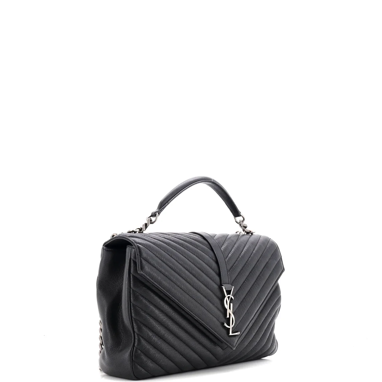 Classic Monogram College Bag Matelasse Chevron Leather Large - Deep Luxury
