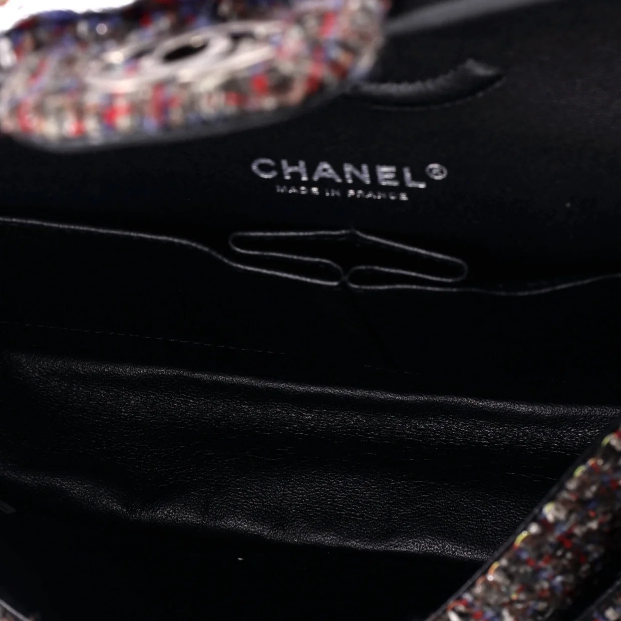 Classic Double Flap Bag Braided Quilted Tweed Medium - Deep Luxury