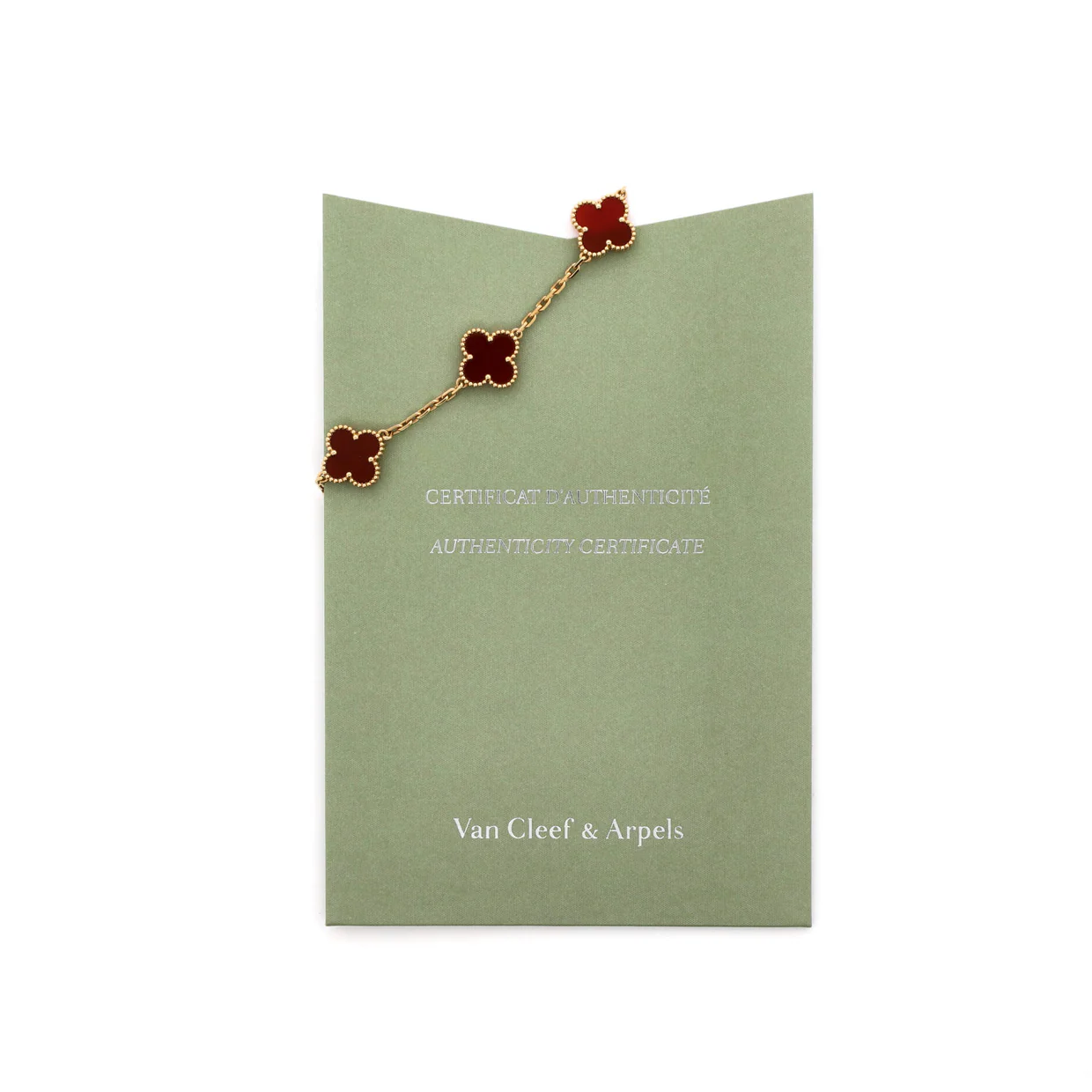 Vintage Alhambra 5 Motifs Bracelet 18K Yellow Gold and Carnelian - Deep Luxury