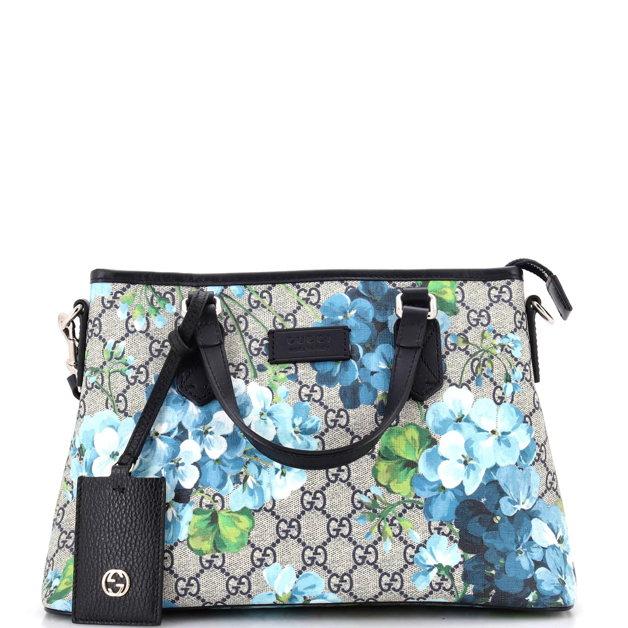 Convertible Zip Tote Blooms Print GG Coated Canvas Medium - Deep Luxury