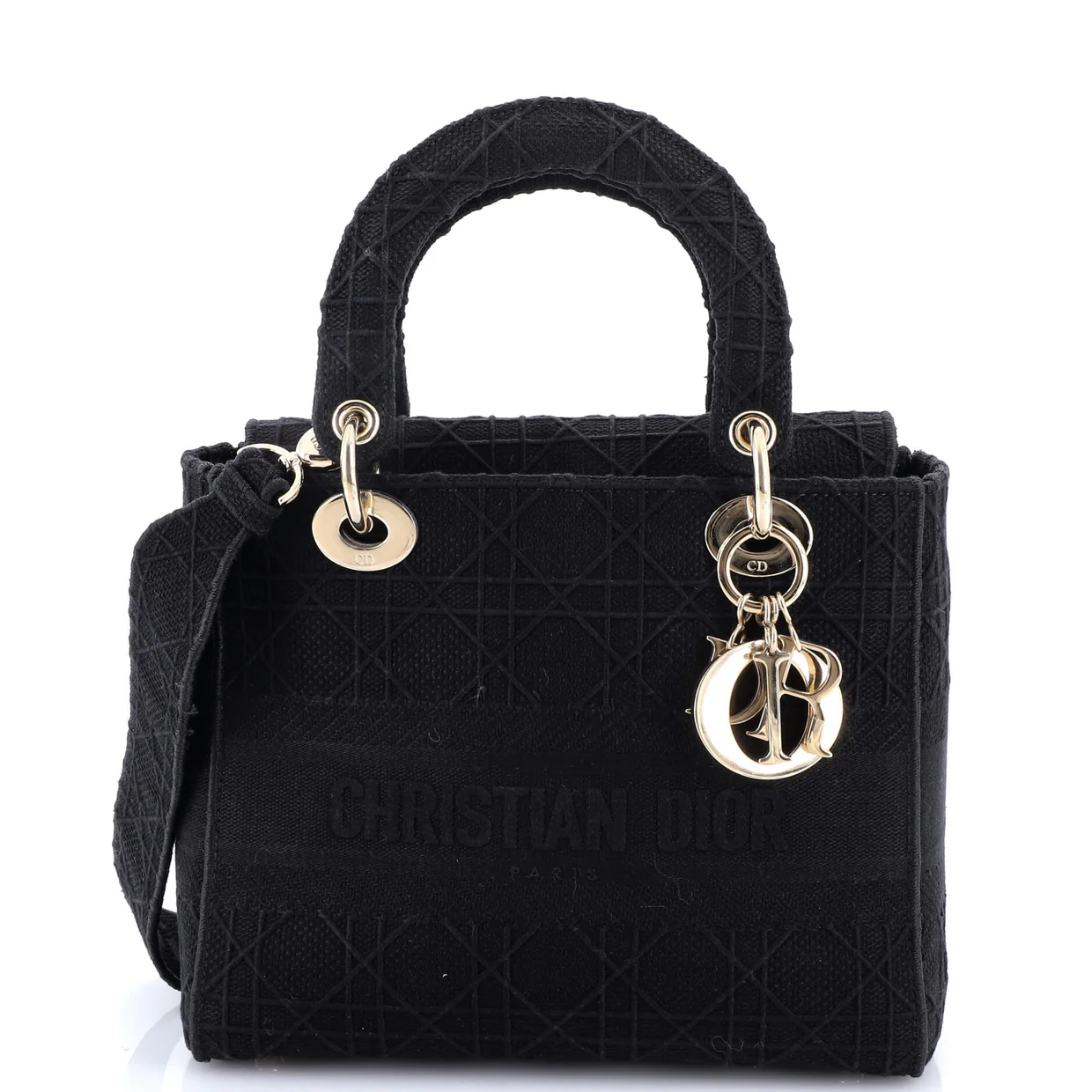Lady D-Lite Bag Cannage Embroidered Canvas Medium - Deep Luxury