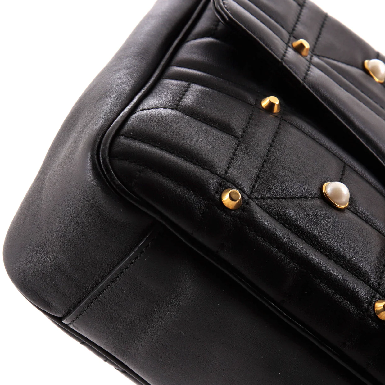 Pearly GG Marmont Flap Bag Embellished Matelasse Leather Medium - Deep Luxury