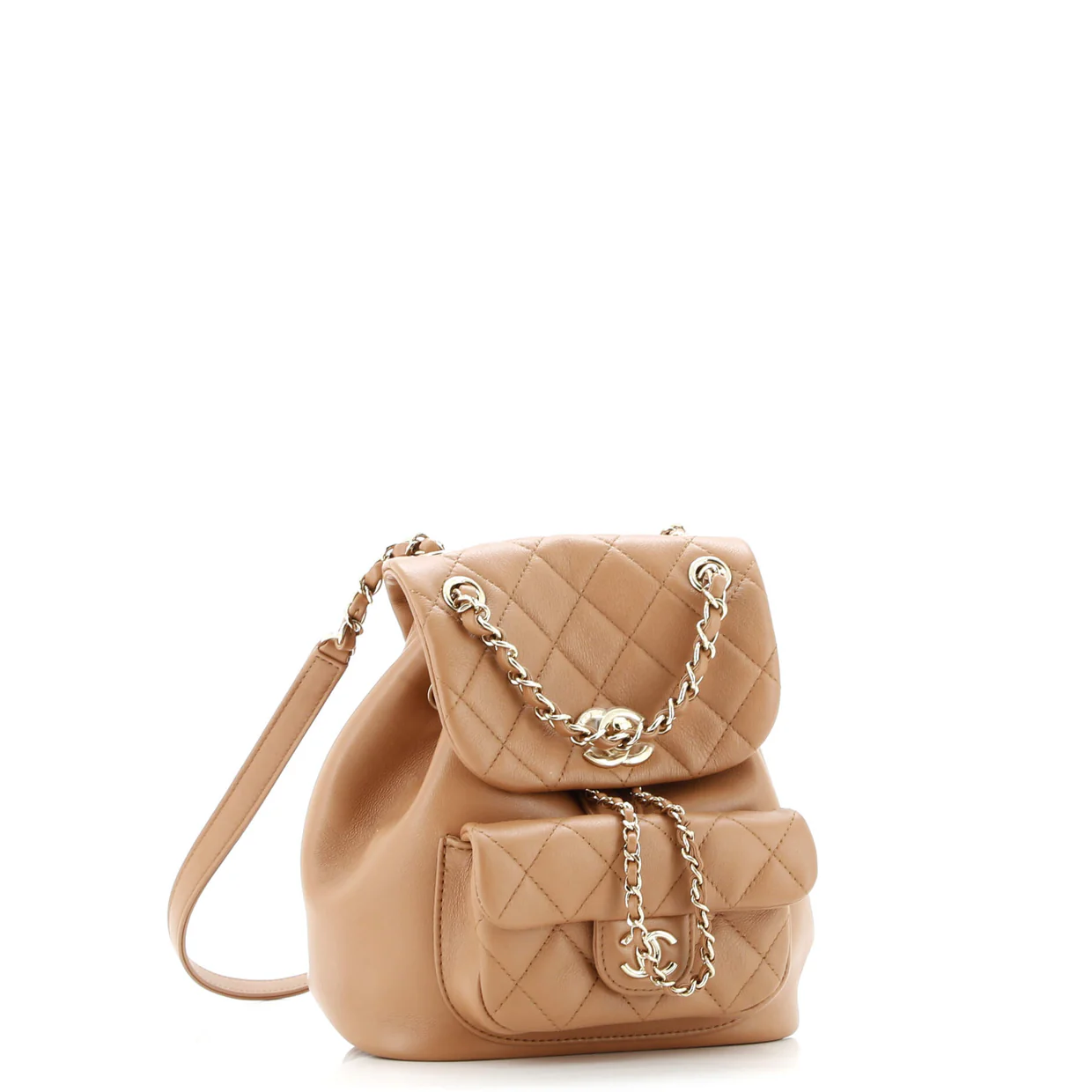 Duma Drawstring Backpack Quilted Leather Small - Deep Luxury