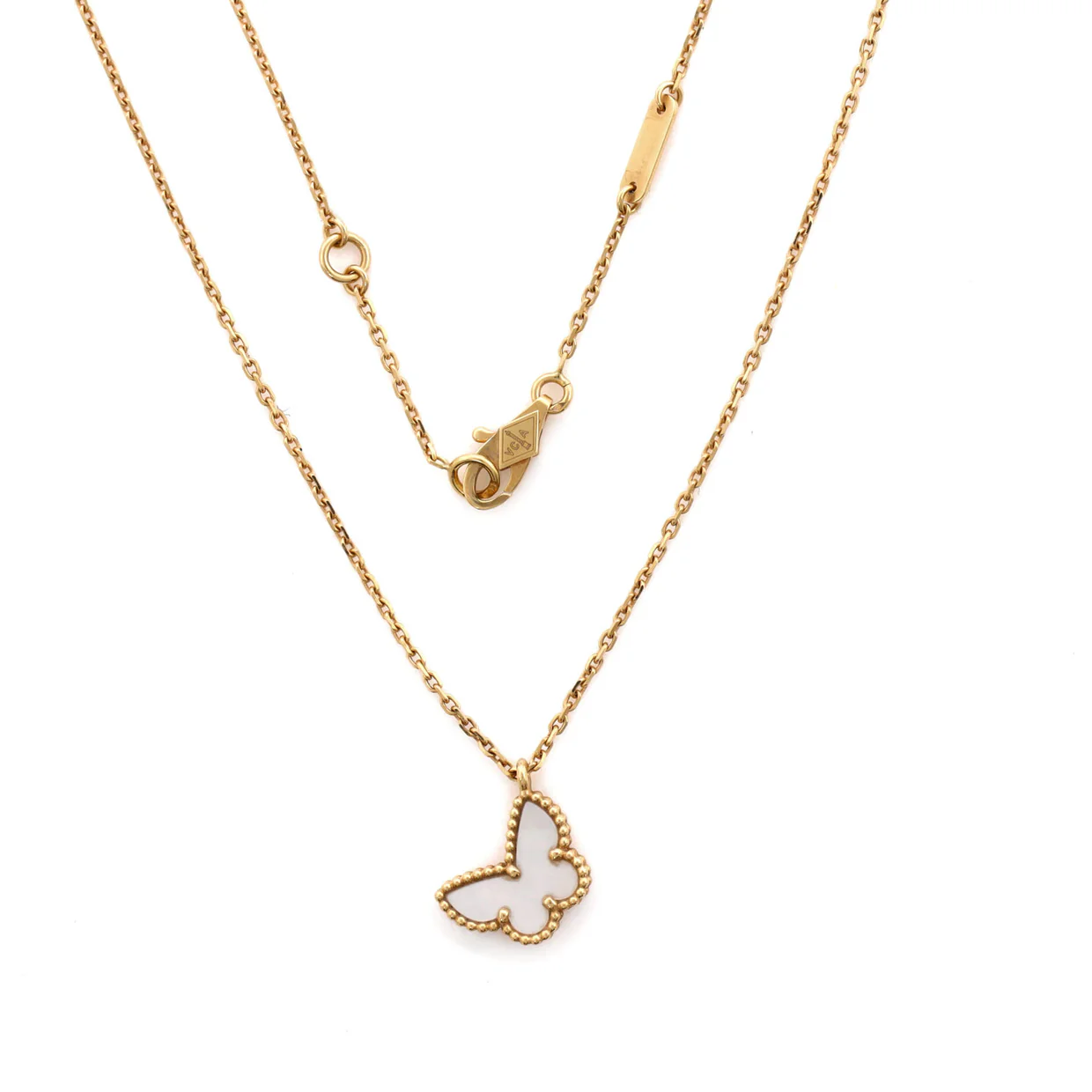 Sweet Alhambra Butterfly Pendant Necklace 18K Yellow Gold and Mother of Pearl - Deep Luxury