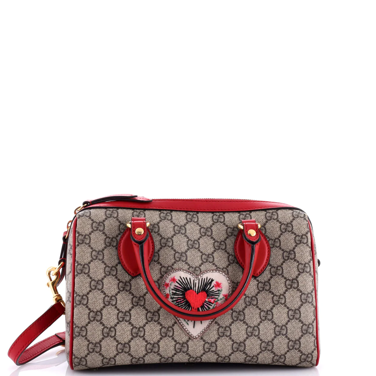 Convertible Boston Bag Embroidered GG Coated Canvas Small - Deep Luxury