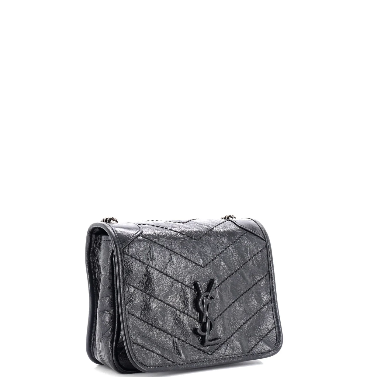 Niki Chain Wallet Matelasse Chevron Leather - Deep Luxury