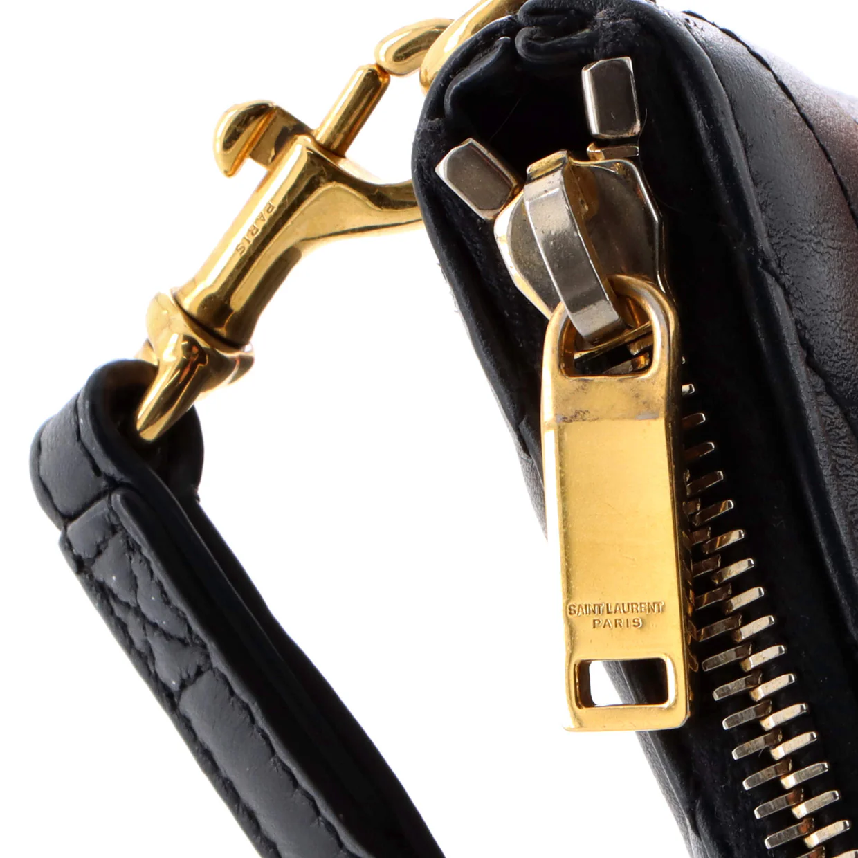 Classic Monogram Wristlet Pouch Matelasse Chevron Leather Medium - Deep Luxury