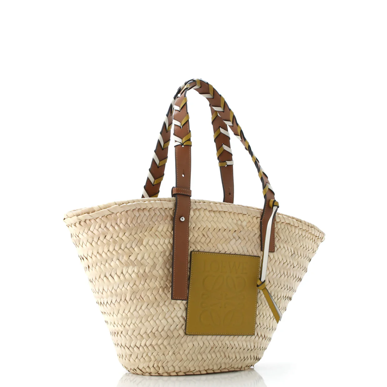 Braided Handle Basket Tote Raffia Medium - Deep Luxury