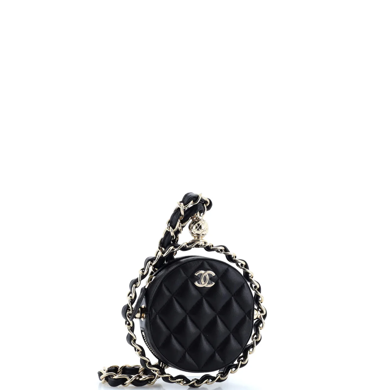 Frame Chain Around Round Clutch with Chain Quilted Lambskin Mini - Deep Luxury