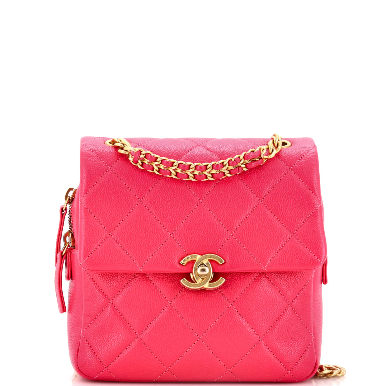 Chain Melody Flap Backpack Quilted Caviar Small - Deep Luxury