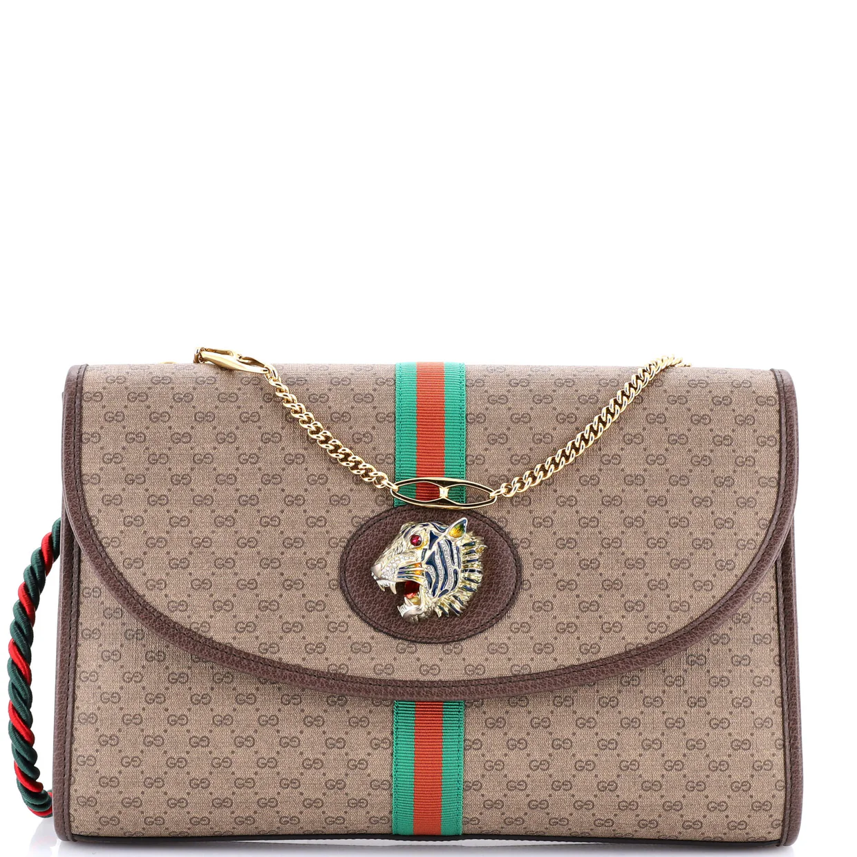 Rajah Web Chain Shoulder Bag GG Coated Canvas Medium - Deep Luxury