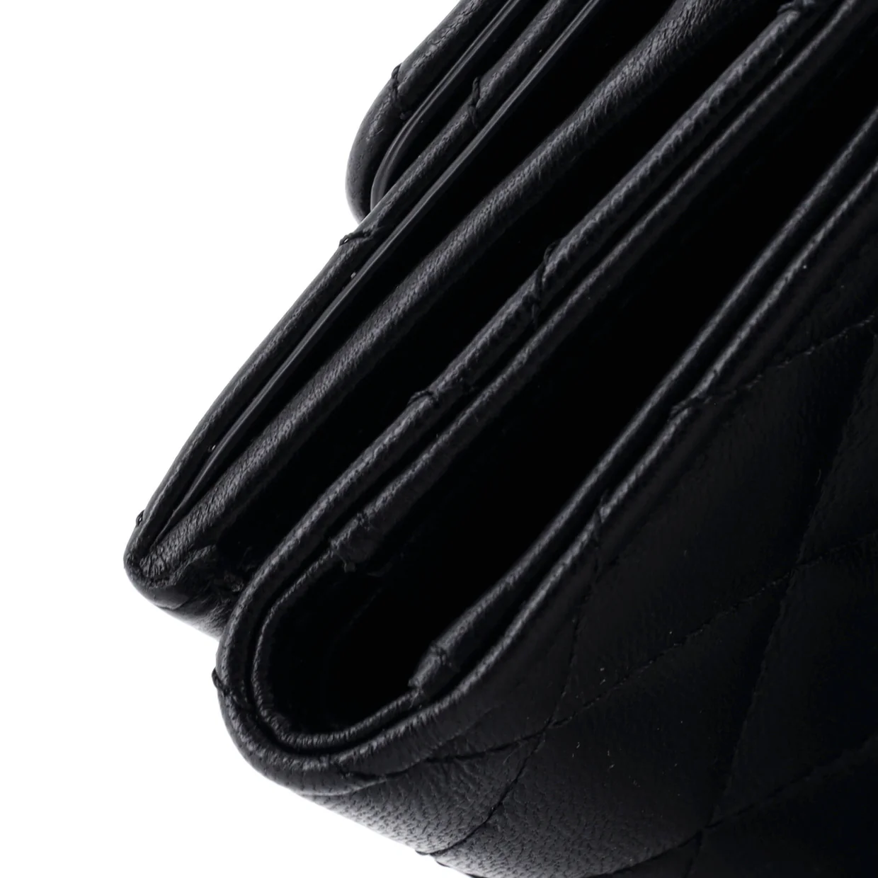 CC Pearl Trifold Flap Wallet Quilted Lambskin Small - Deep Luxury