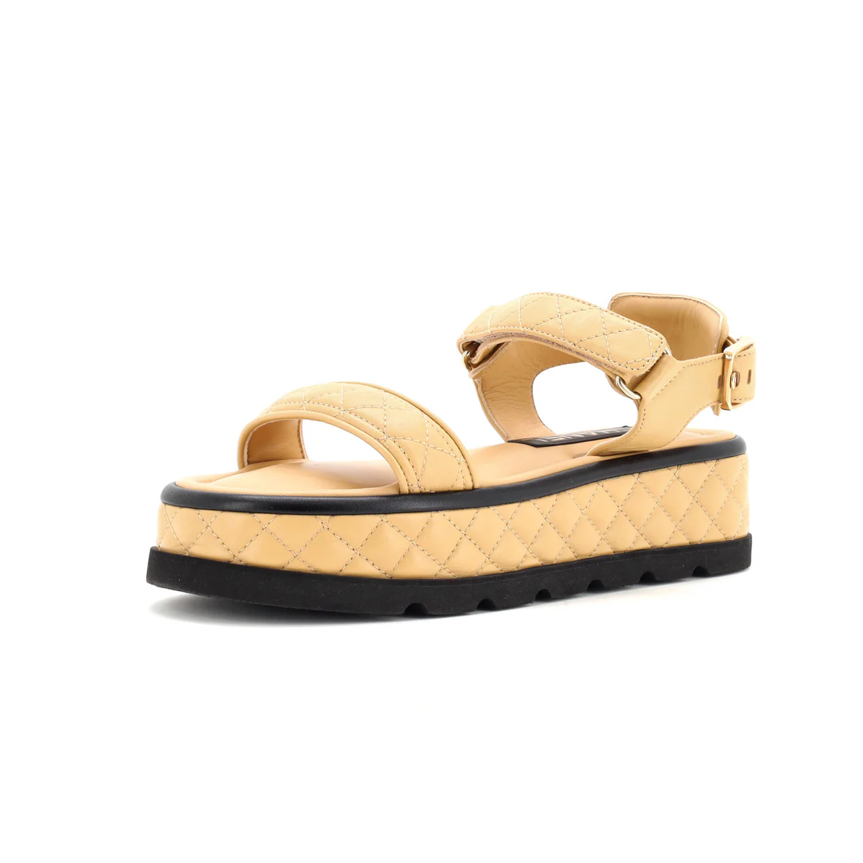 Women's Velcro Platform Sandals Quilted Leather - Deep Luxury