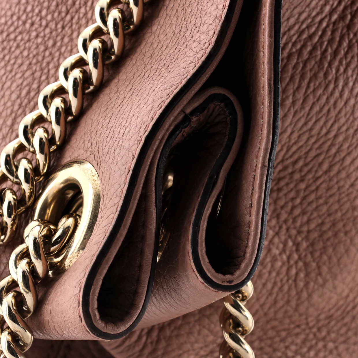 Soho Chain Strap Shoulder Bag Leather Medium - Deep Luxury