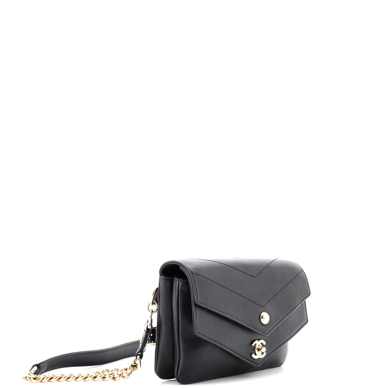 Double Flap Waist Bag Chevron Sheepskin - Deep Luxury