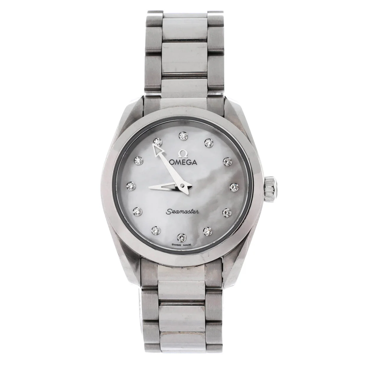 Seamaster Aqua Terra 150M Quartz Watch Stainless Steel with Diamond Markers and Mother of Pearl 28 - Deep Luxury