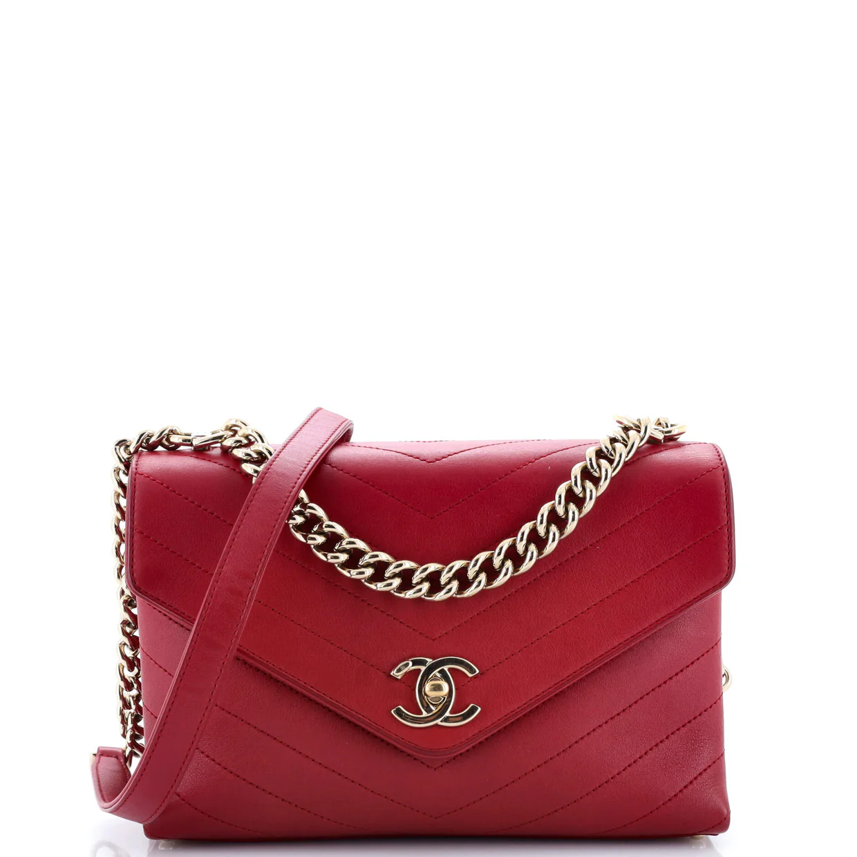 Coco Chevron Flap Bag Stitched Calfskin Small - Deep Luxury