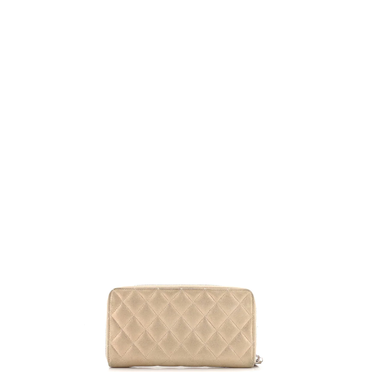 Zip Around Wallet Quilted Metallic Lambskin Long - Deep Luxury
