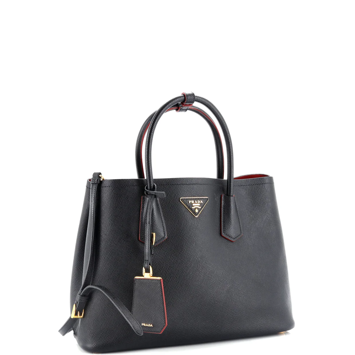 Cuir Double Tote Saffiano Leather Medium - Deep Luxury