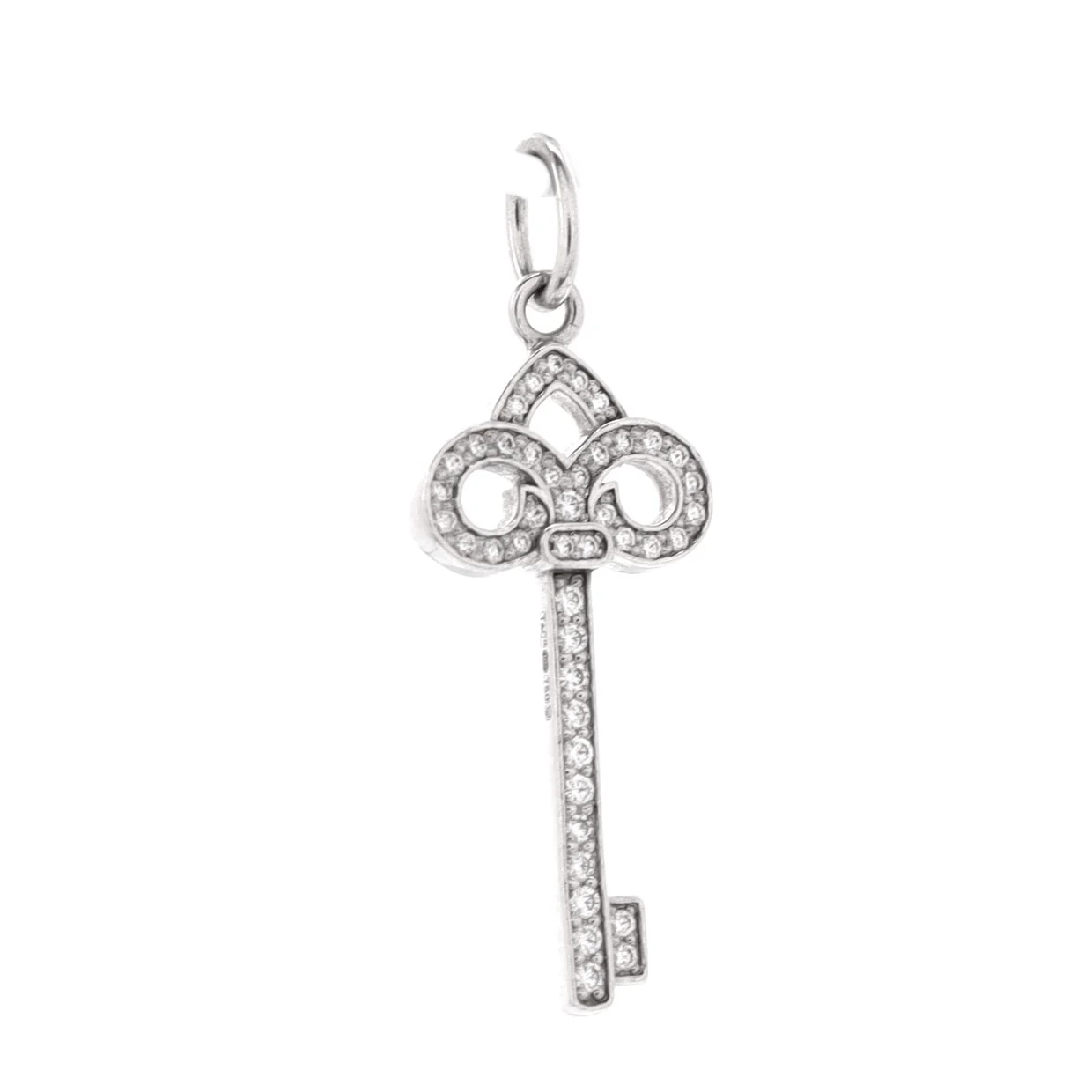 Fleur De Lis Key Pendant Pendant u0026 Charms 18K White Gold and Diamonds Mini - Deep Luxury