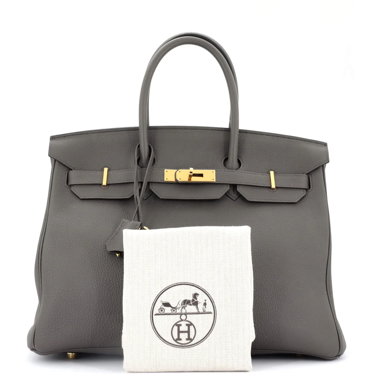 Birkin Handbag Grey Togo with Gold Hardware 35 - Deep Luxury