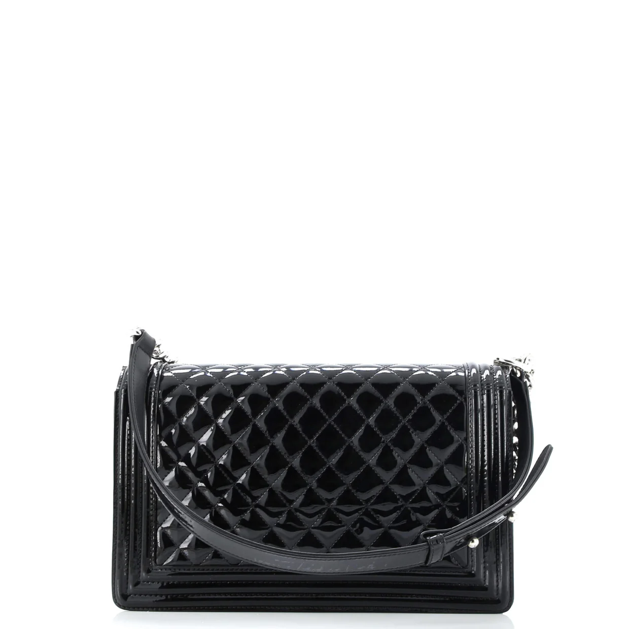 Boy Flap Bag Quilted Plexiglass Patent New Medium - Deep Luxury