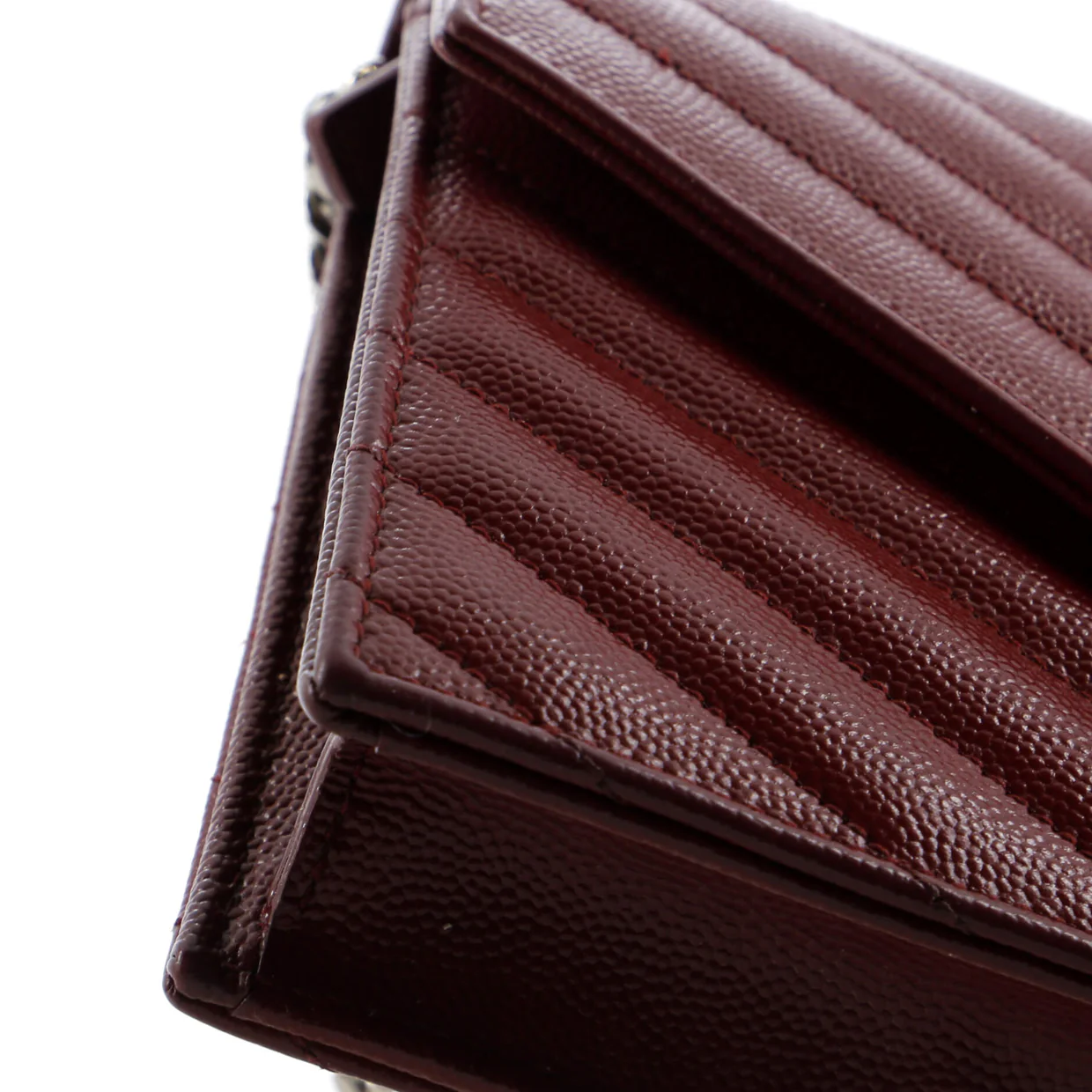 Classic Monogram Wallet on Chain Matelasse Chevron Leather Small - Deep Luxury