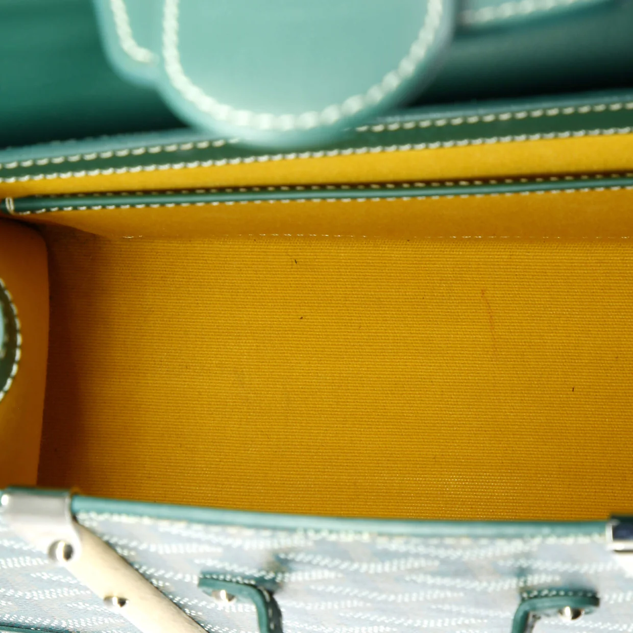 Structured Saigon Top Handle Bag Coated Canvas with Leather Mini - Deep Luxury