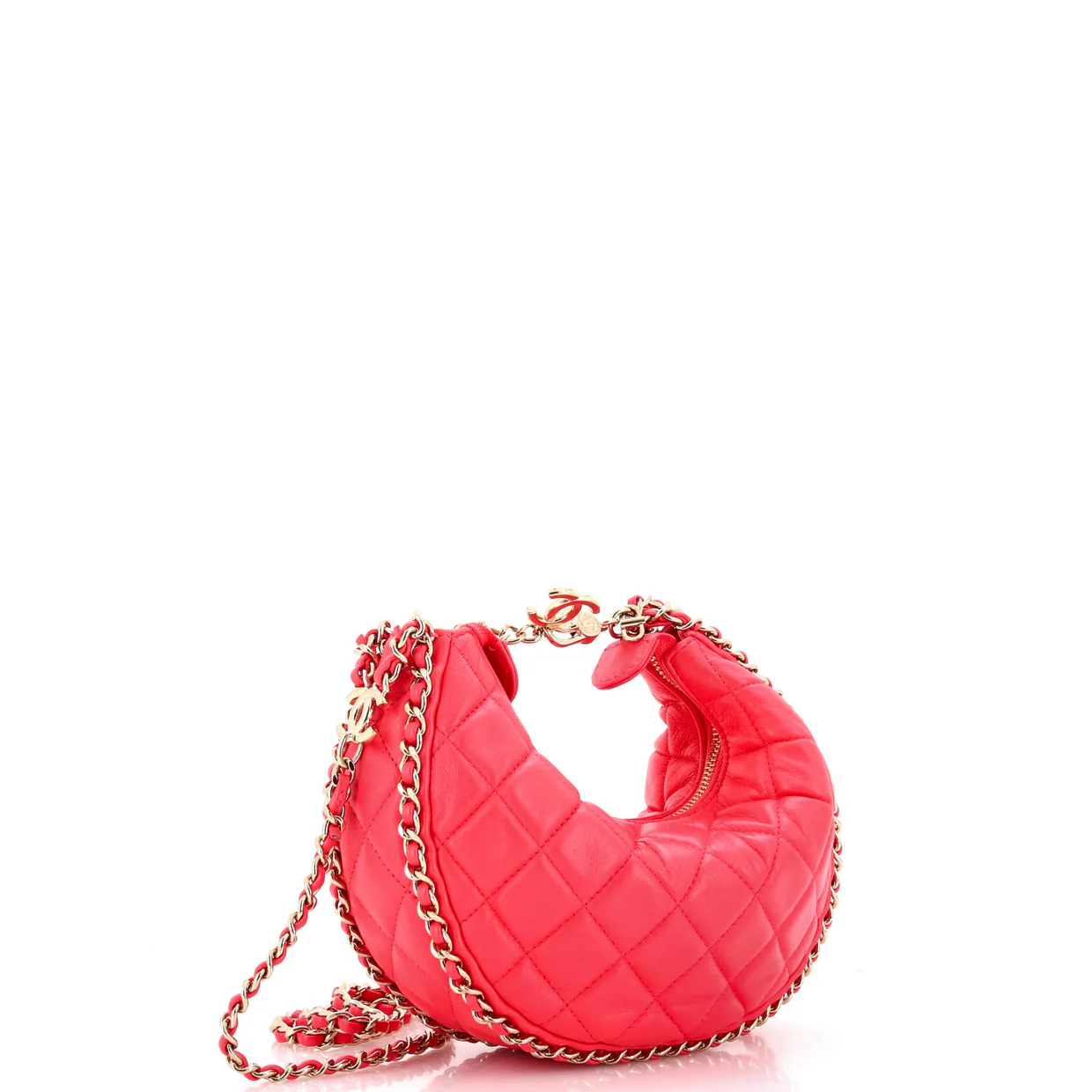 Chain Around Hook Hobo Quilted Lambskin Small - Deep Luxury