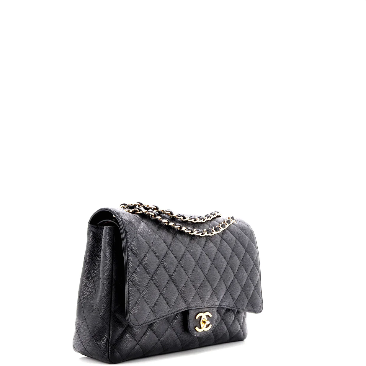 Classic Double Flap Bag Quilted Caviar Maxi - Deep Luxury