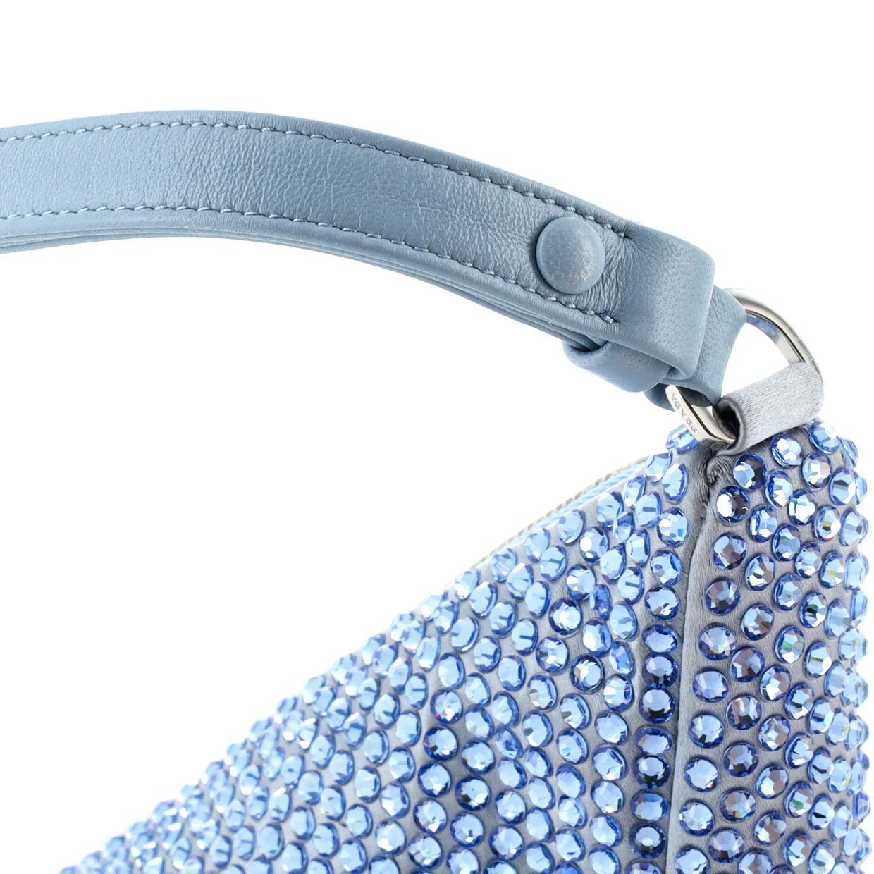 Triangle Top Handle Pouch Bag Crystal Embellished Satin Mini - Deep Luxury