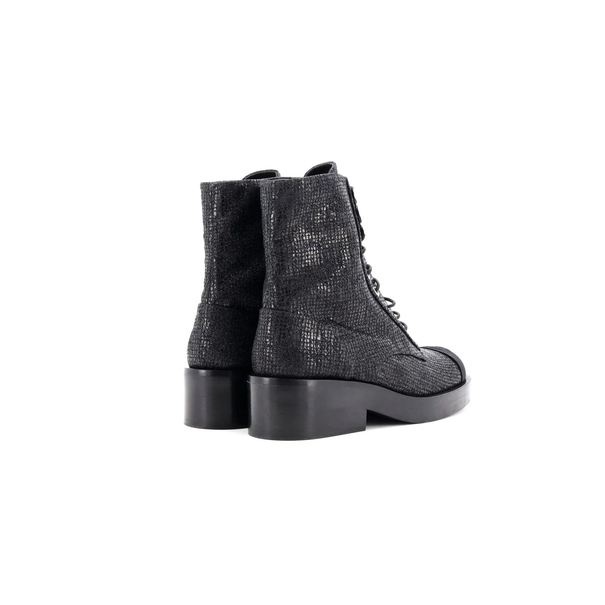 Women's CC Cap Toe Lace Up Combat Boots Fabric with Grosgrain - Deep Luxury