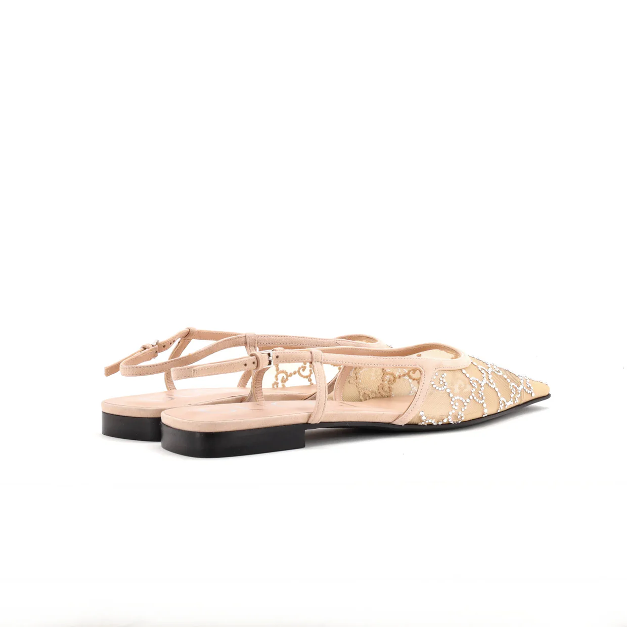 Women's Slingback Flats Crystal GG Embellished Mesh - Deep Luxury