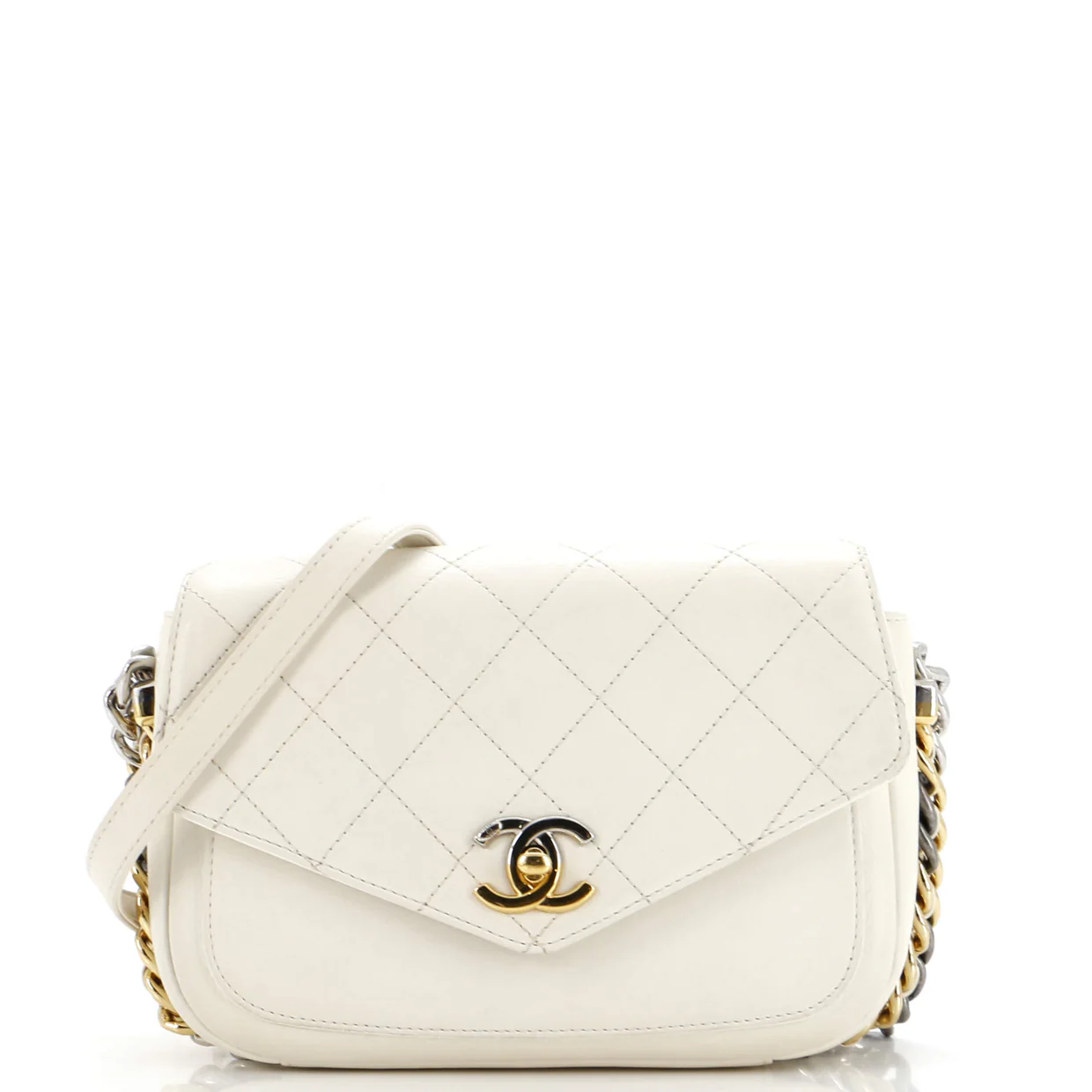 Two Tone Envelope Flap Bag Quilted Calfskin Medium - Deep Luxury