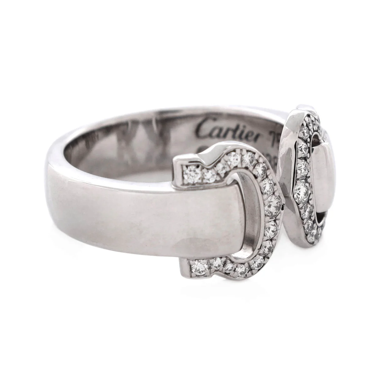 Vintage C de Cartier Ring 18K White Gold with Diamonds - Deep Luxury