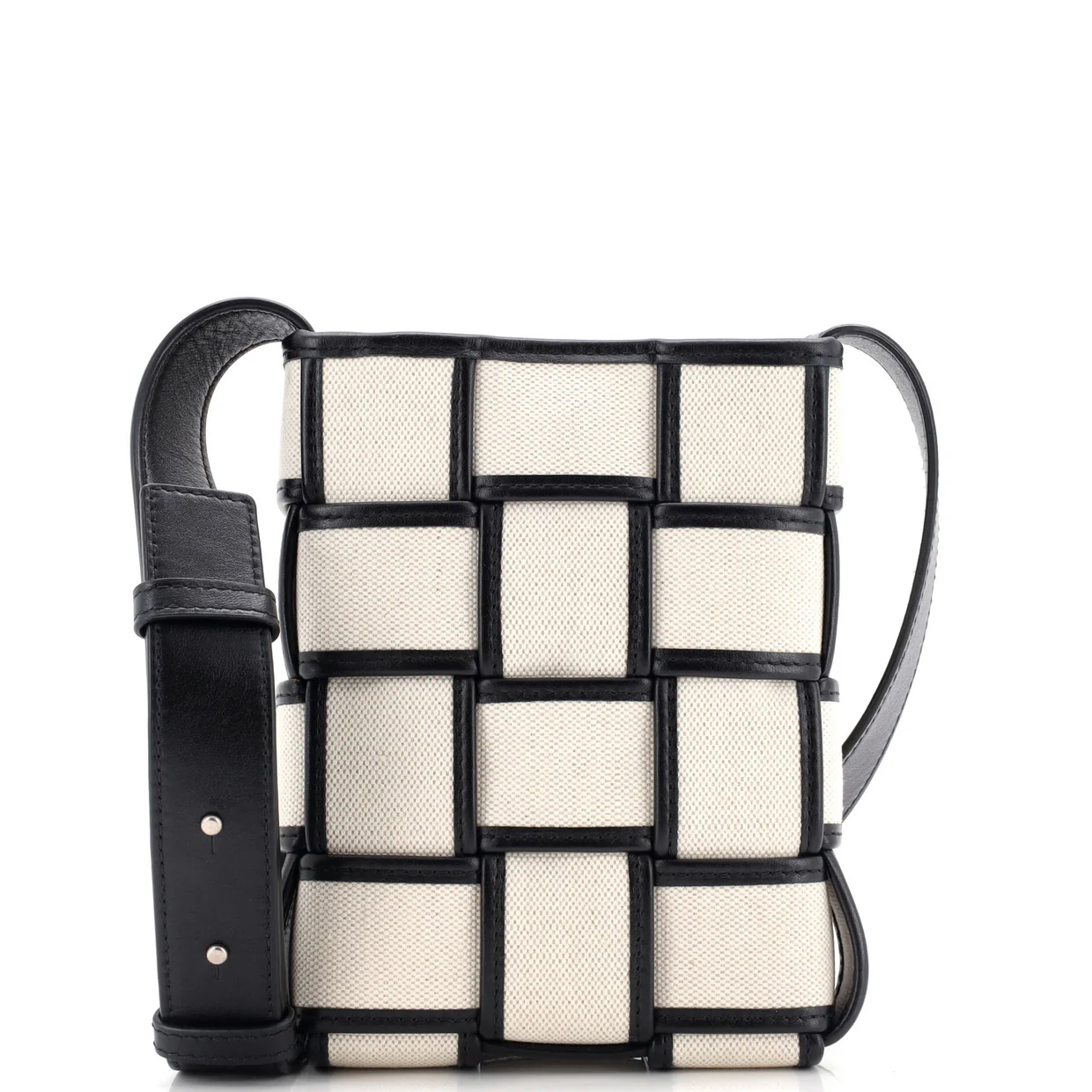 Cassette Messenger Bag Padded Maxi Intrecciato Canvas with Leather Small - Deep Luxury
