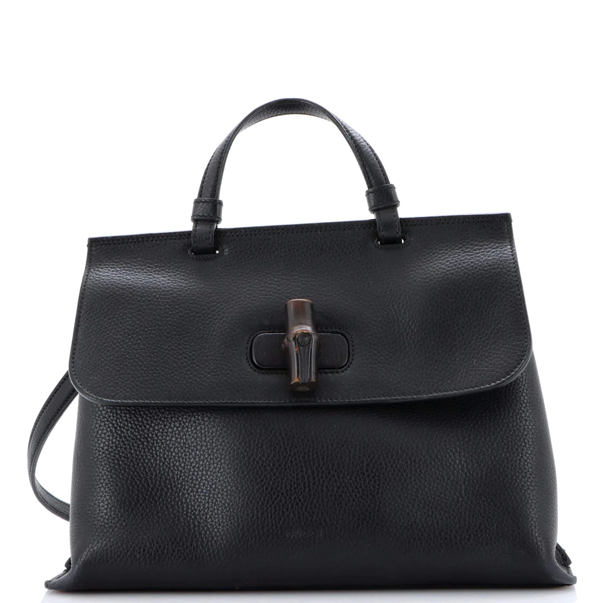 Bamboo Daily Top Handle Bag Leather Medium - Deep Luxury