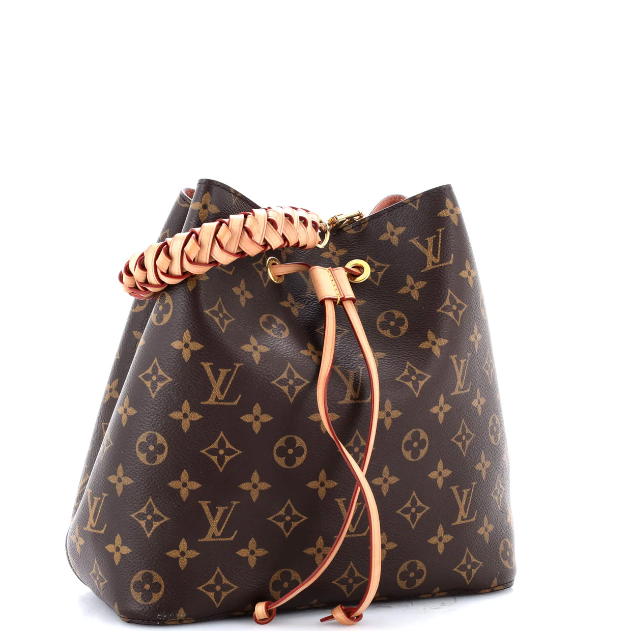 Braided Handle NeoNoe Handbag Monogram Canvas with Leather MM - Deep Luxury