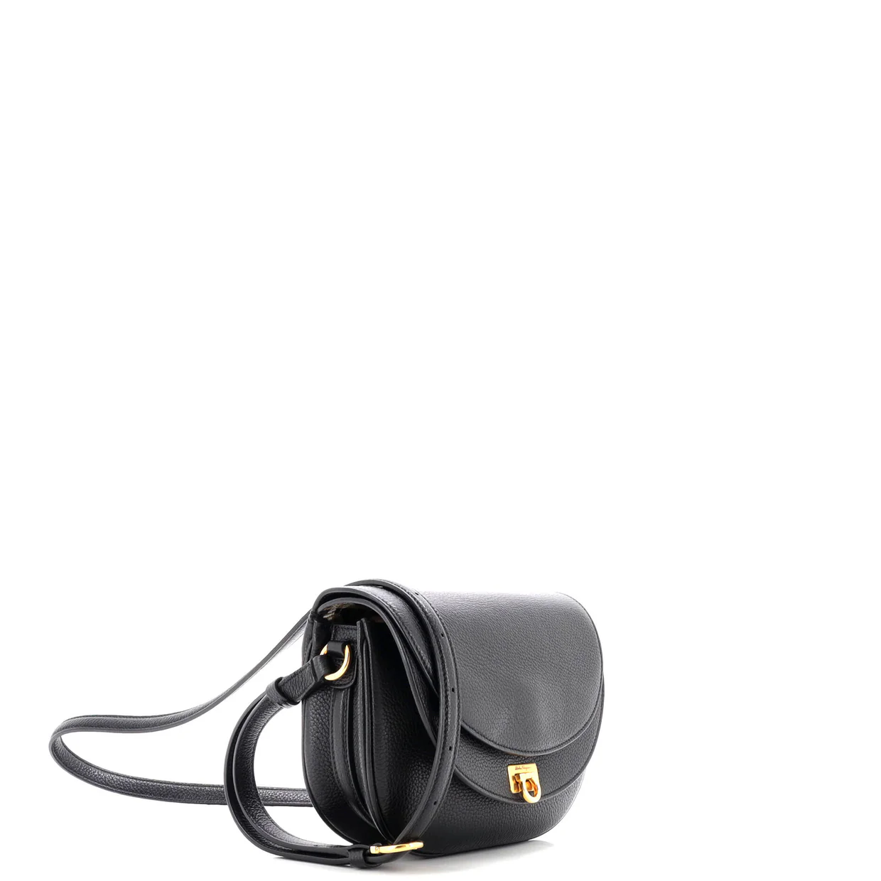 Double Flap Saddle Crossbody Bag Gancini Coated Canvas - Deep Luxury