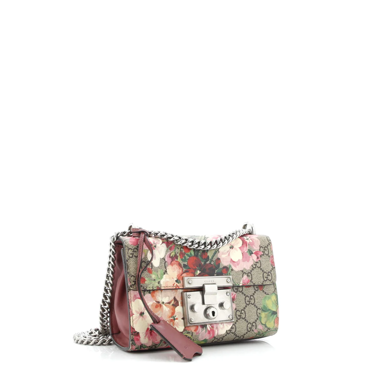 Padlock Shoulder Bag Blooms Print GG Coated Canvas Small - Deep Luxury